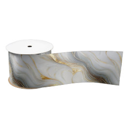 Faux Gold White Grey Marbled Satijnen Lint