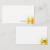 Faux Gold White Handgeschreven Monogram Elegant Notitiekaartje (Voorkant / Achterkant)