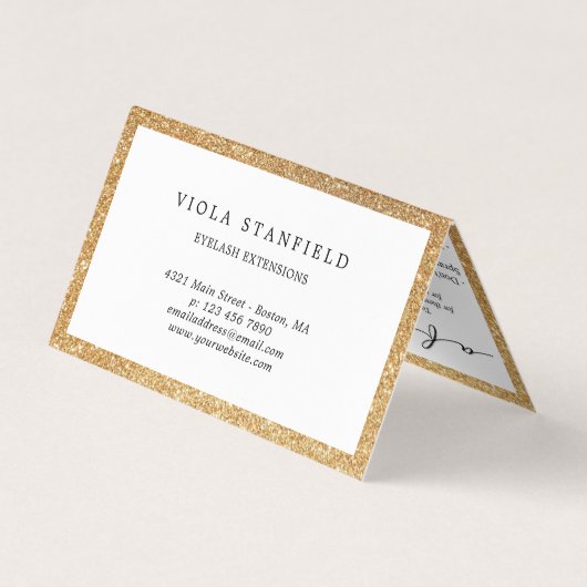 Faux Gold & White Lashes Nazorg Visitekaartje (Achterkant)