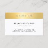 Faux Gold White — legant Moderne Minimalistische S Visitekaartje (Voorkant)