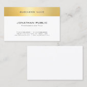 Faux Gold White — legant Moderne Minimalistische S Visitekaartje (Voorkant / Achterkant)