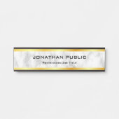 Faux Gold White Marble Elegant Sjabloon Deurbordje (Voorkant)