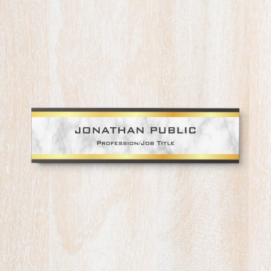 Faux Gold White Marble Elegant Sjabloon Deurbordje (Voorkant)