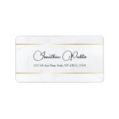 Faux Gold White Marble Typography Script Address Etiket (Voorkant)