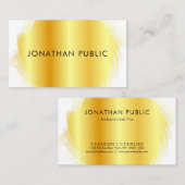 Faux Gold White Modern Elegant Minimalist Sjabloon Visitekaartje (Voorkant / Achterkant)