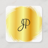 Faux Gold White Modern Elegant Monogram Sjabloon Vierkante Visitekaartje (Voorkant)
