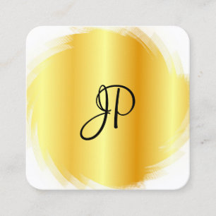 Faux Gold White Modern Elegant Monogram Sjabloon Vierkante Visitekaartje