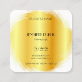 Faux Gold White Modern Elegant Monogram Sjabloon Vierkante Visitekaartje (Achterkant)