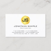 Faux Gold White Modern Elegant Monogram Sjabloon Visitekaartje (Voorkant)