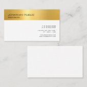 Faux Gold White Modern Professioneel Minimalistisc Visitekaartje (Voorkant / Achterkant)