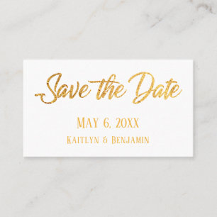 Faux Gold, White, Save the Date & Wedding Detail Visitekaartje