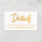 Faux Gold, White, Save the Date & Wedding Detail Visitekaartje (Achterkant)