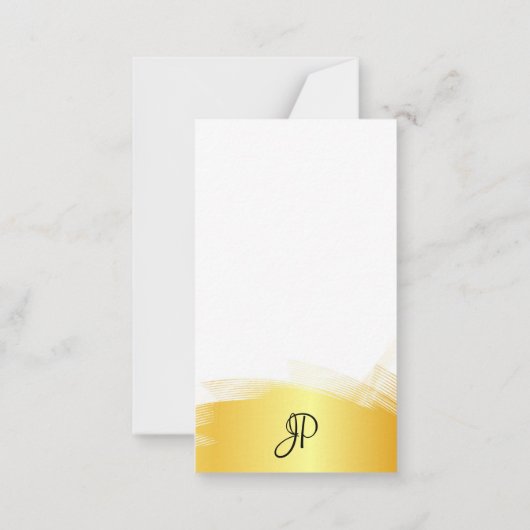 Faux Gold White Sjabloon Monogram Elegant Simple (Achterkant)