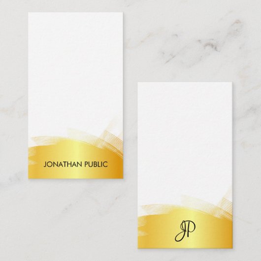 Faux Gold White Sjabloon Monogram Elegant Simple (Voorkant / Achterkant)