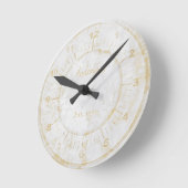 Faux Gold White Stone Marble Aangepast Ronde Klok (Hoek)