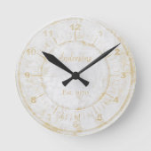 Faux Gold White Stone Marble Aangepast Ronde Klok (Voorkant)