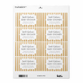 Faux Gold White stripes baby shower dank u Etiket (Full Sheet)