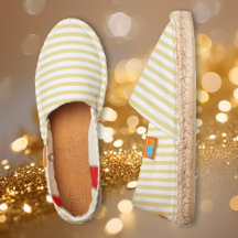 Faux Gold White Stripes Mode Chic Cool Slip On