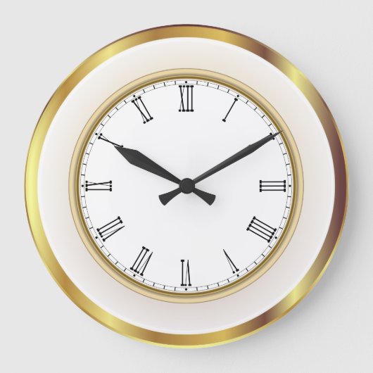 Faux Gold White Trim Roman Numbers Grote Klok (Voorkant)