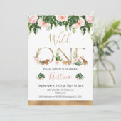 Faux Gold Wild One Floral Safari Birthday  Kaart (Staand voorkant)