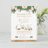 Faux Gold Wild One Floral Safari Dank u kaart (Staand voorkant)