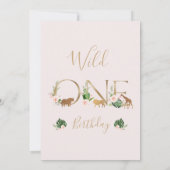 Faux Gold Wild One Floral Safari Dank u kaart (Achterkant)