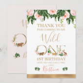 Faux Gold Wild One Floral Safari Dank u kaart (Voorkant / Achterkant)