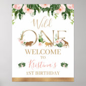 Faux Gold Wild One Floral Safari Welkom Poster (Voorkant)