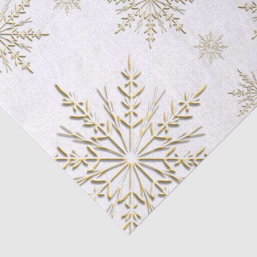 Faux Gold Winter Sneeuwvlokken op Wit Tissuepapier (Detail)
