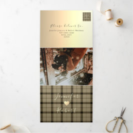 Faux Gold Winter Wedding Tri-Fold Invitation Drieluik Uitnodiging