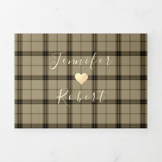 Faux Gold Winter Wedding Tri-Fold Invitation Drieluik Uitnodiging (Cover)