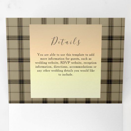 Faux Gold Winter Wedding Tri-Fold Invitation Drieluik Uitnodiging (Binnenzijde eerst)