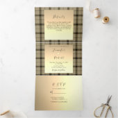 Faux Gold Winter Wedding Tri-Fold Invitation Drieluik Uitnodiging (Binnen)