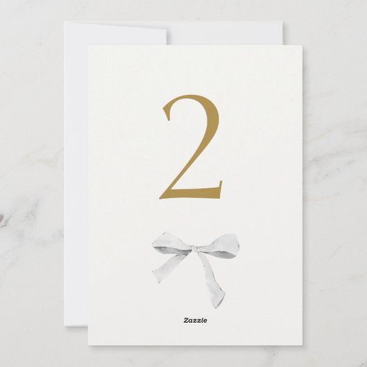 Faux Gold | Wit Lint Bruiloft Tafelnummer (Achterkant)