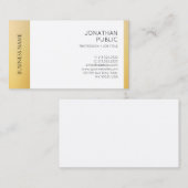 Faux Gold Wit Professionele Moderne Sjabloon Visitekaartje (Voorkant / Achterkant)