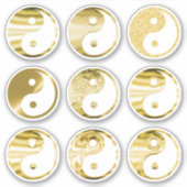 Faux Gold Yin Yang Symbol Textured Metallic Set 9 Sticker (Voorkant)