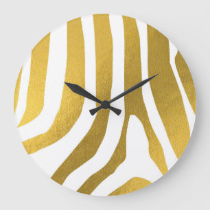 Faux Gold Zebra Print Stripes patroon Grote Klok