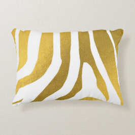 Faux Gold Zebra Print Stripes Pattern Accent Kussen