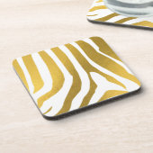 Faux Gold Zebra Print Stripes Pattern Bier Onderzetter (Linkerzijde)