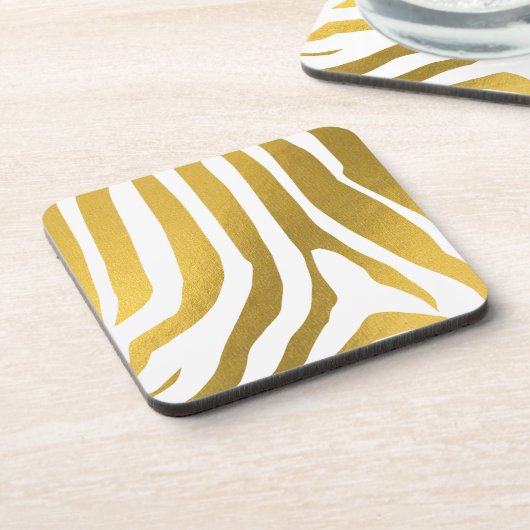 Faux Gold Zebra Print Stripes Pattern Bier Onderzetter (Linkerzijde)