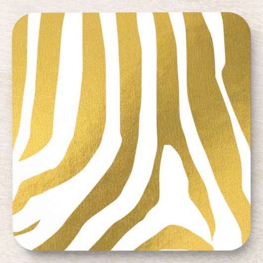 Faux Gold Zebra Print Stripes Pattern Bier Onderzetter (Voorkant)