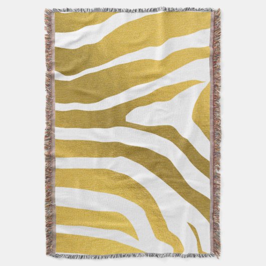 Faux Gold Zebra Print Stripes Pattern Deken (Voorkant Verticaal)