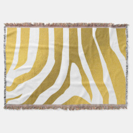Faux Gold Zebra Print Stripes Pattern Deken