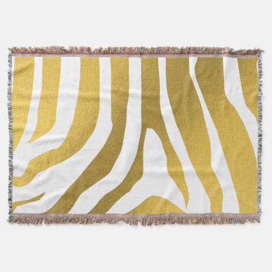 Faux Gold Zebra Print Stripes Pattern Deken (Voorkant)