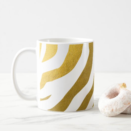 Faux Gold Zebra Print Stripes Pattern Koffiemok (Met donut)