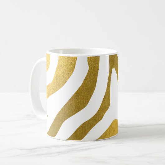 Faux Gold Zebra Print Stripes Pattern Koffiemok (Voorkant links)