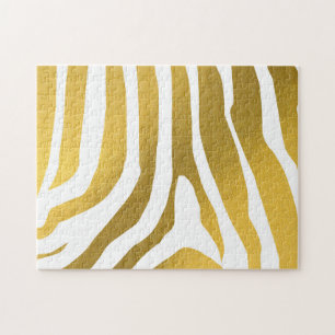 Faux Gold Zebra Print Stripes Pattern Legpuzzel