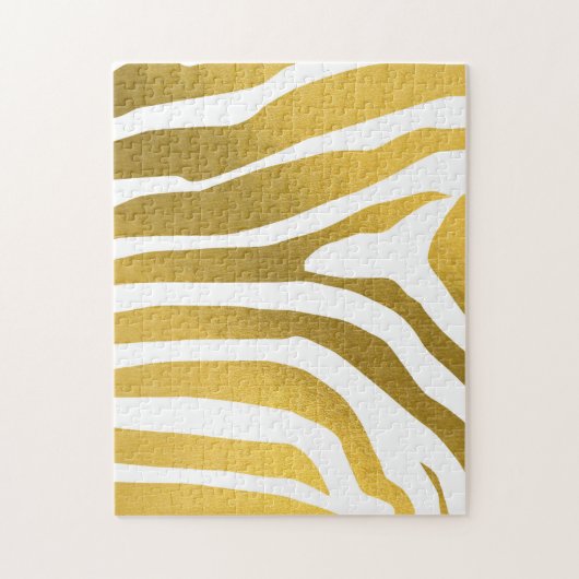 Faux Gold Zebra Print Stripes Pattern Legpuzzel (Verticaal)