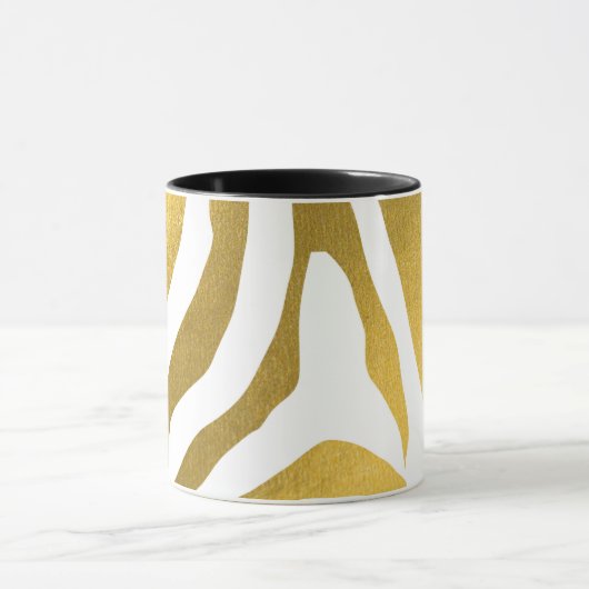 Faux Gold Zebra Print Stripes Pattern Mok (Midden)
