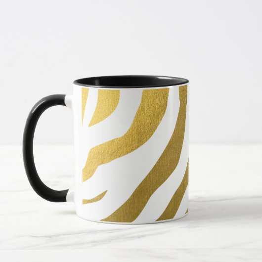 Faux Gold Zebra Print Stripes Pattern Mok (Links)